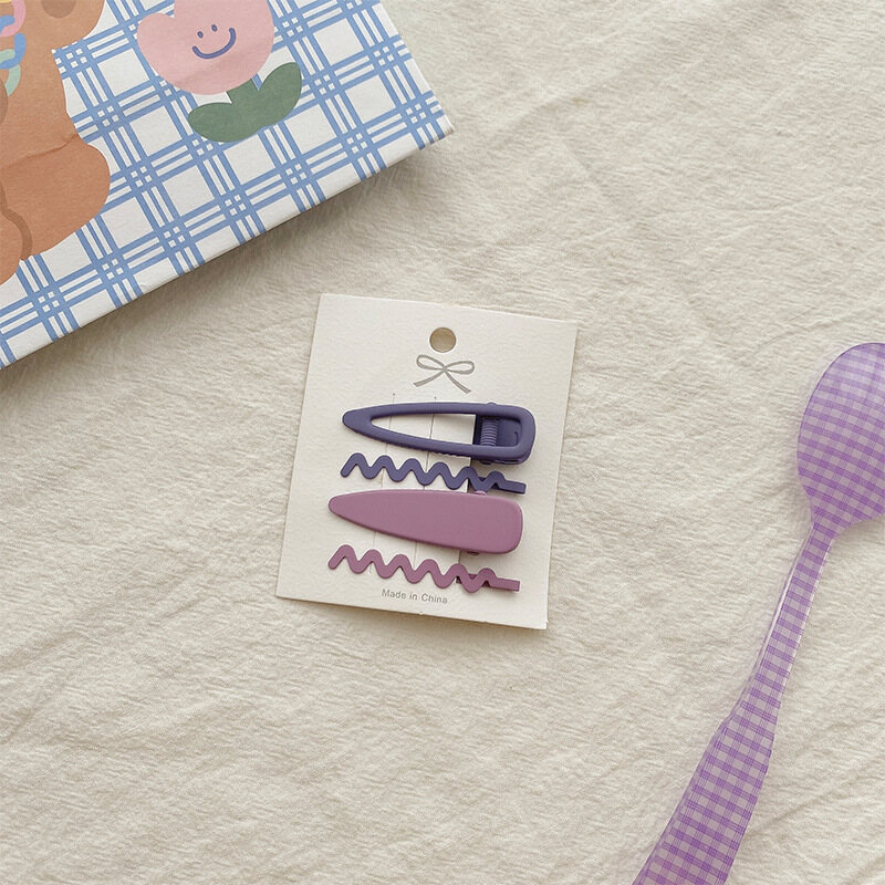 Fashion Girls Women Hair Clips 4 Pcs Korean ins Style Sweet Cute Candy Color Hairpin Duckbill Clip Go Out All-match Wash Face Indoors Student Maiden Bangs Clip Headwear Hair accessories