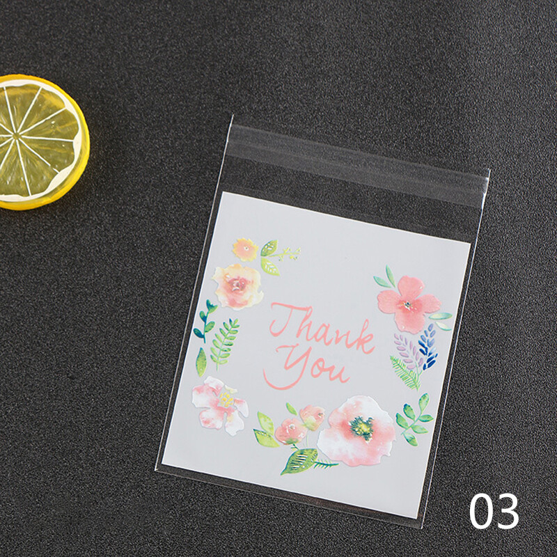 100pcs/Bag 4 Sizes Think You Candy Cookie Bags Wedding Birthday Party Craft Self-adhesive Plastic Biscuit Packaging Gift Bag