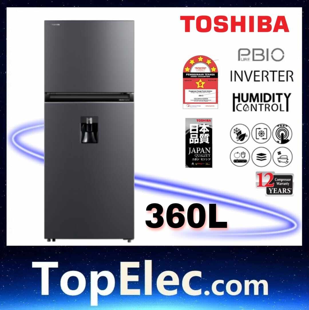 Toshiba GRRT415WEPMY(06) 360L 2 Doors Inverter Refrigerator With
