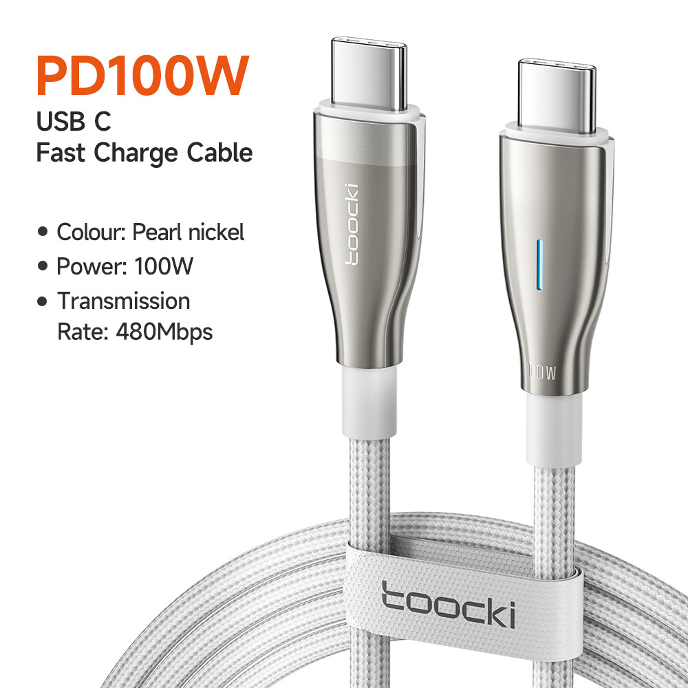 Toocki led 100w usb c to type c cable pd fast charging cable data wire cord for macbook huawei xiaomi poco samsung usb type-c cable