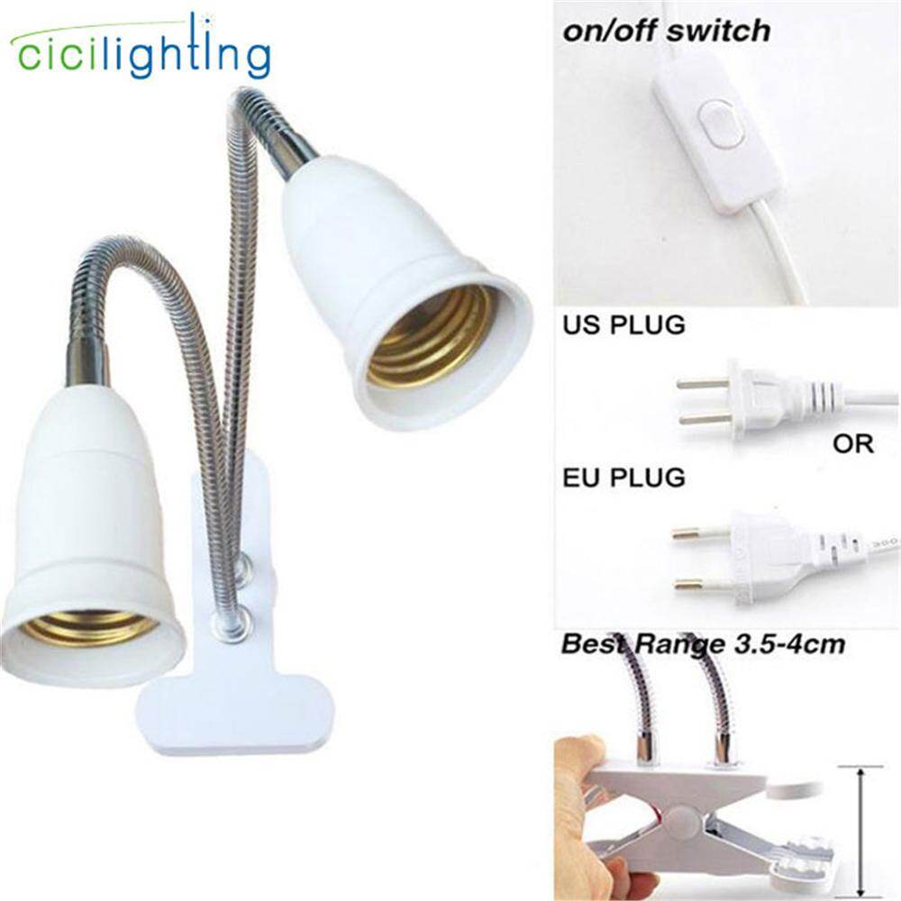 {hot} EU US Plug 360 Degrees Flexible Desk Lamp Holder E27 Base Light Socket Gooseneck Clip On Cable With On Off Switch for Home Plant