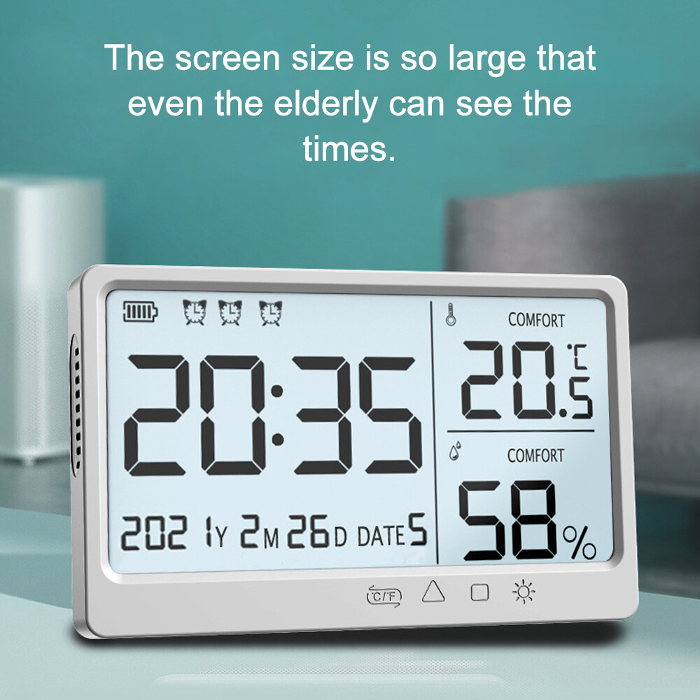 Đồng hồ báo thức Smart Sensor đo nhiệt độ ẩm màn hình LCD-INTL