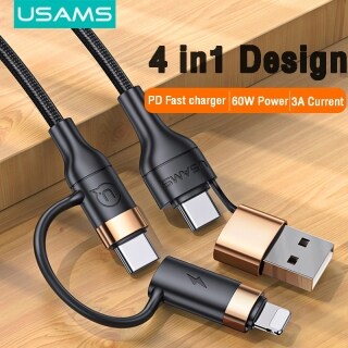 USAMS Cáp Sạc Nhanh 4 Trong 1 USB + Type-C Sang Type thumbnail
