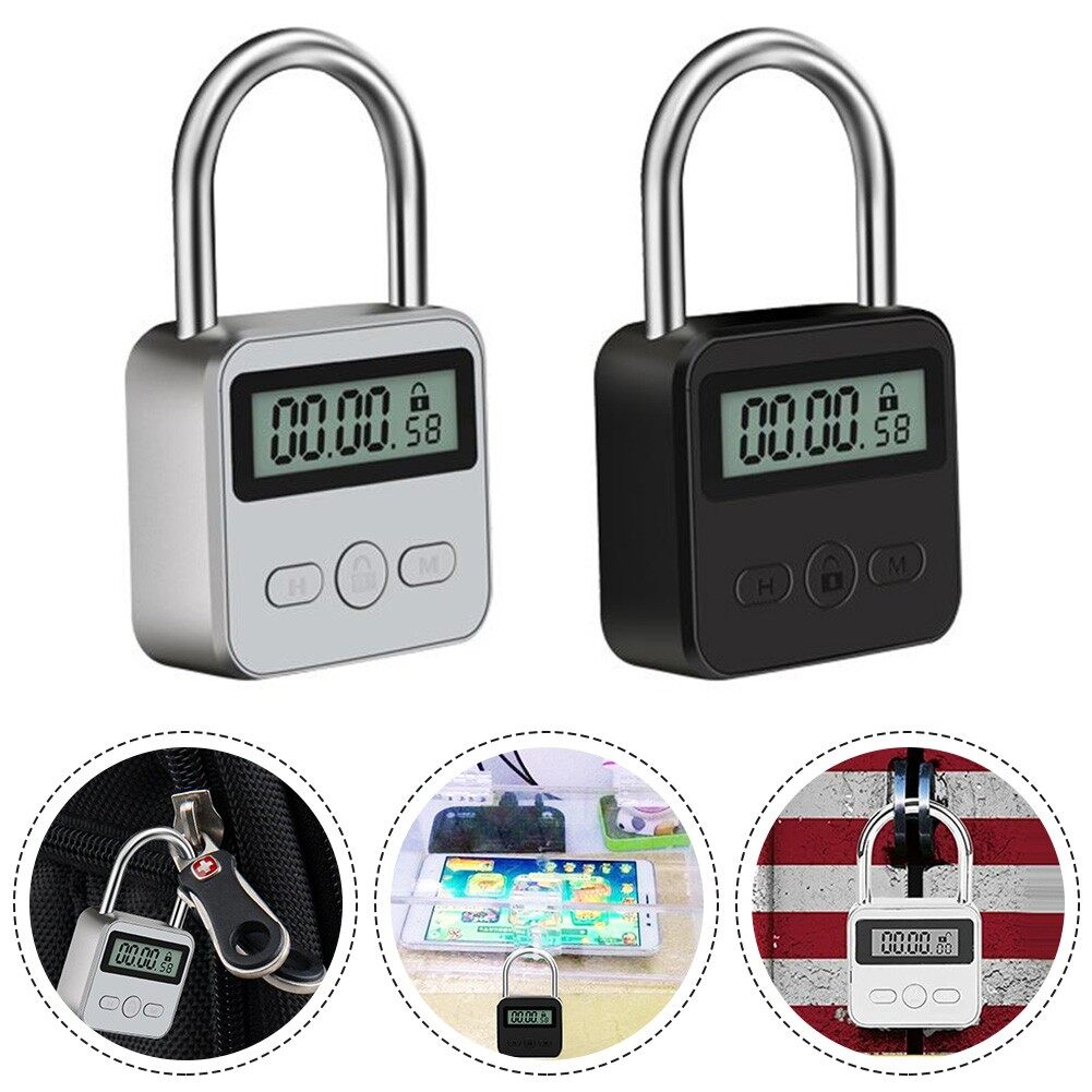 Timing Padlock Metal Timer Lock 99 Hours Max Digital Electronic Heavy Duty
