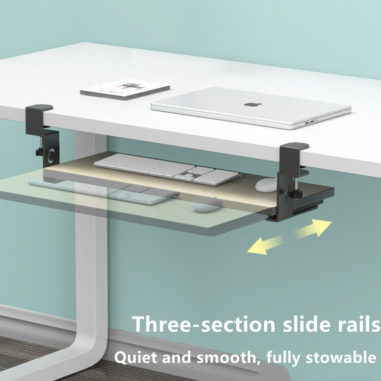 Keyboard Tray. Punch-free drawer under-desk bracket, office computer mouse storage bracket