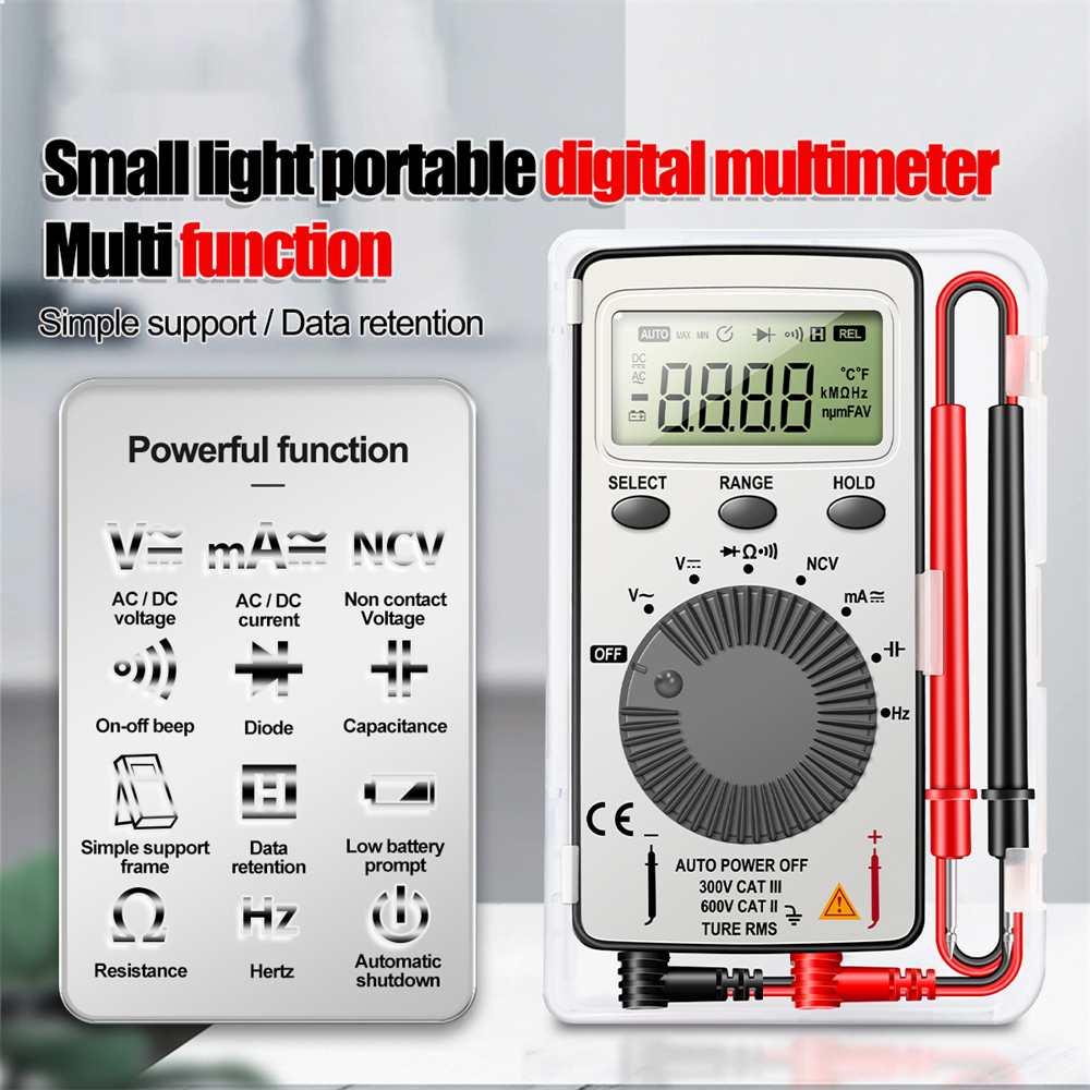 ANENG Thiết Bị Kiểm Tra Mini Đồng Hồ Vạn Năng Kỹ Thuật Số Di Động Vôn Kế Ampe Ohm Chống Cháy Có Thể Sạc Lại Tự Động Thay Đổi Phạm Vi