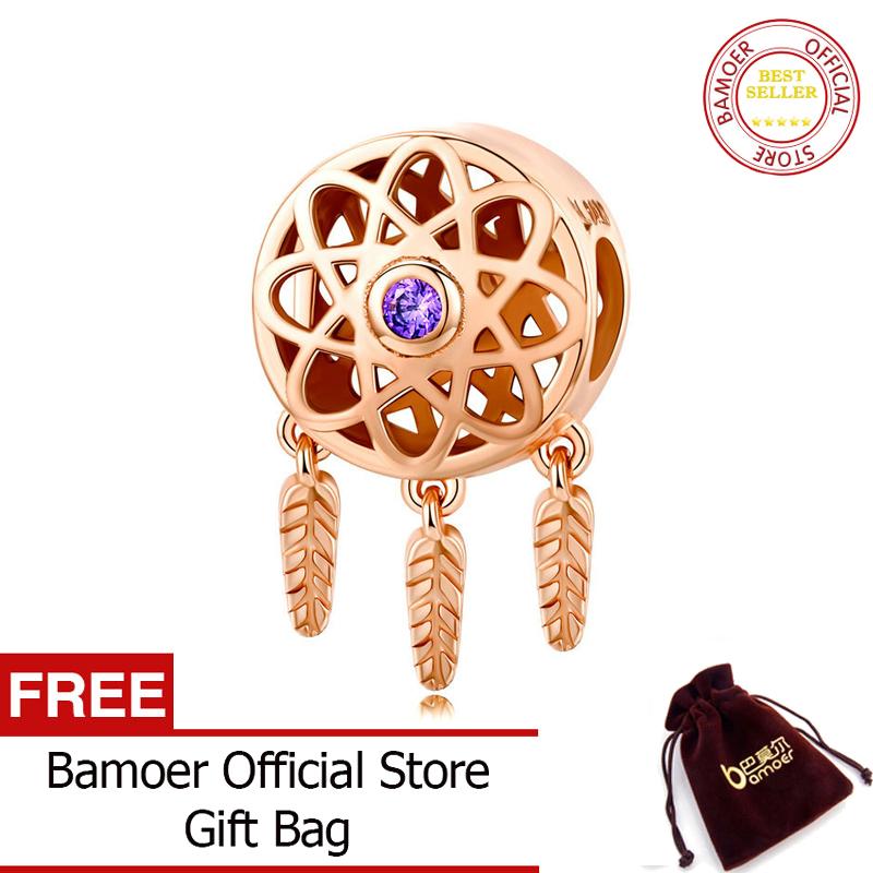 BAMOER Genuine 925 Sterling Silver Beautiful Dream Catcher Holder Beads fit Charm Bracelet Necklace DIY Jewelry Christmas SCC330