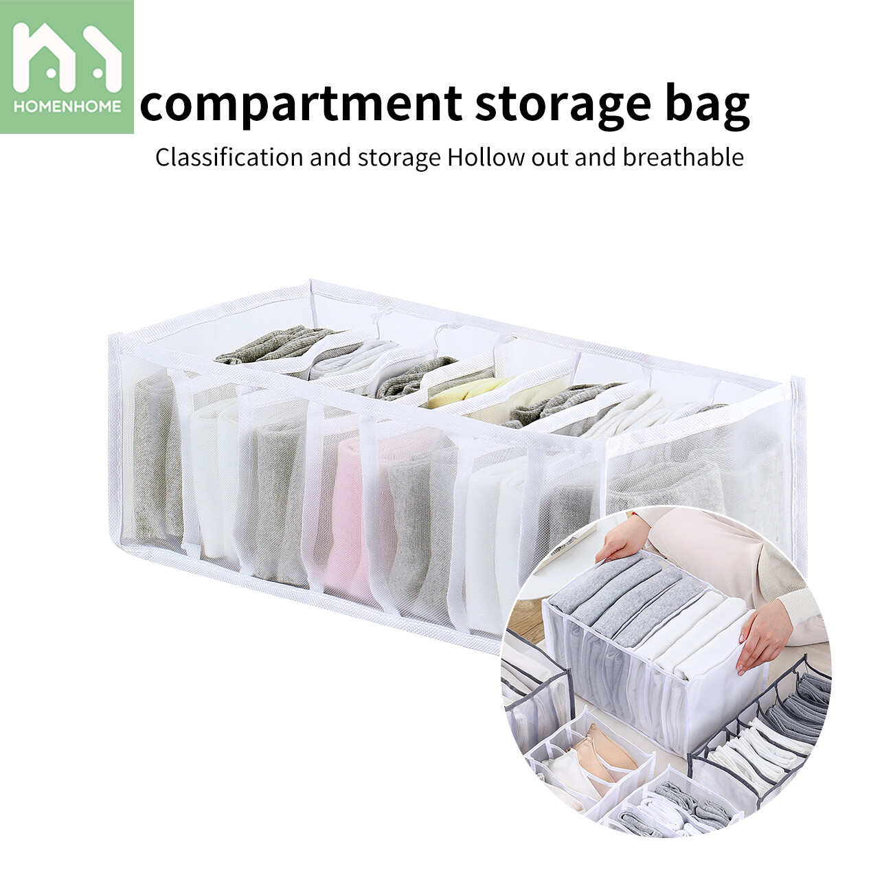 Homenhome Clothes and Pants Storage Bag Household Wardrobe Compartment Organizer Bag