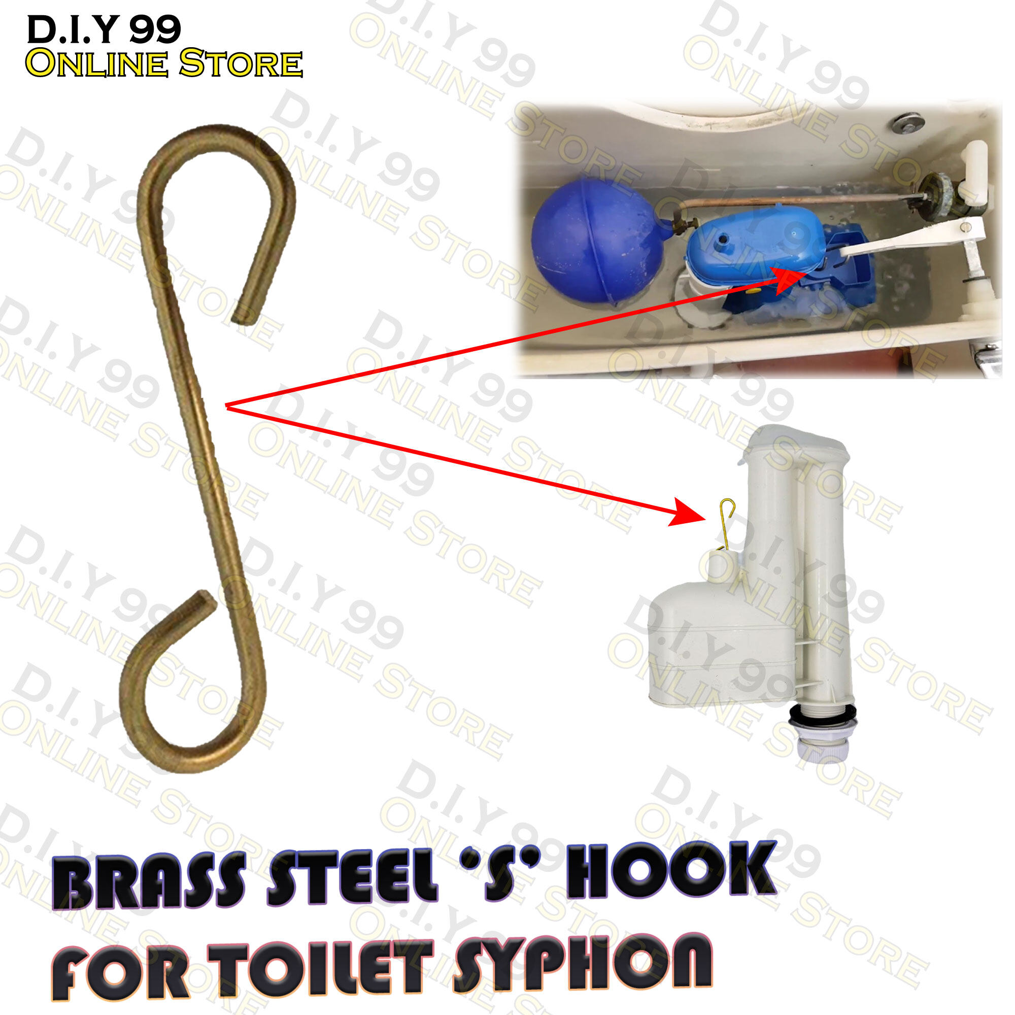 Solid Brass S Hook for Low Level Cistern Toilet Flush Handle / Toilet