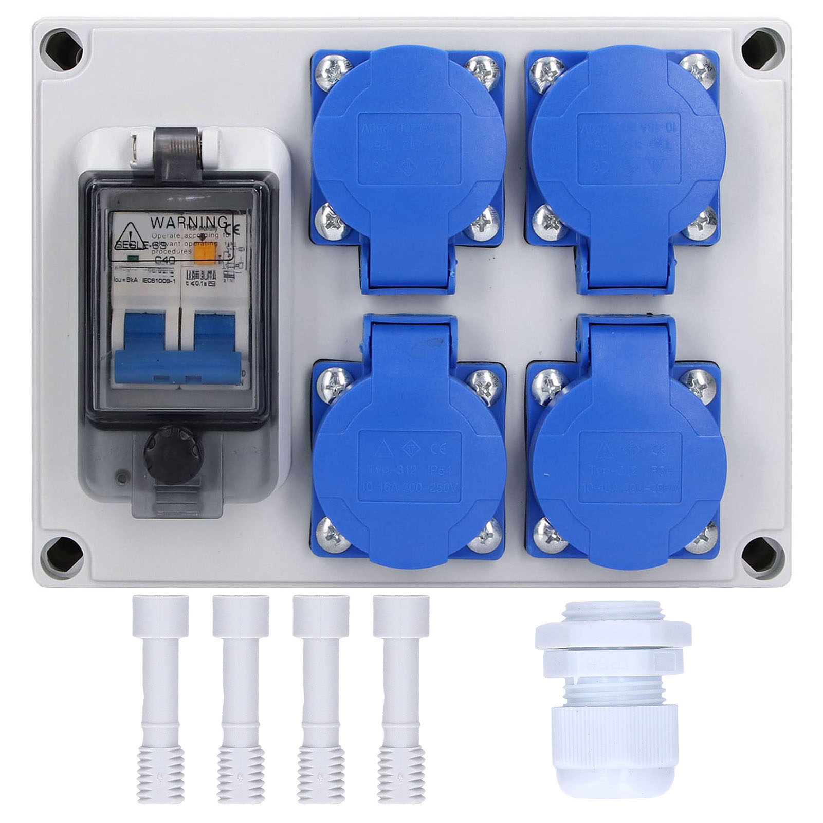 200-250V 10-16A Wall Socket Dual German Power Outlet Box Waterproof ...