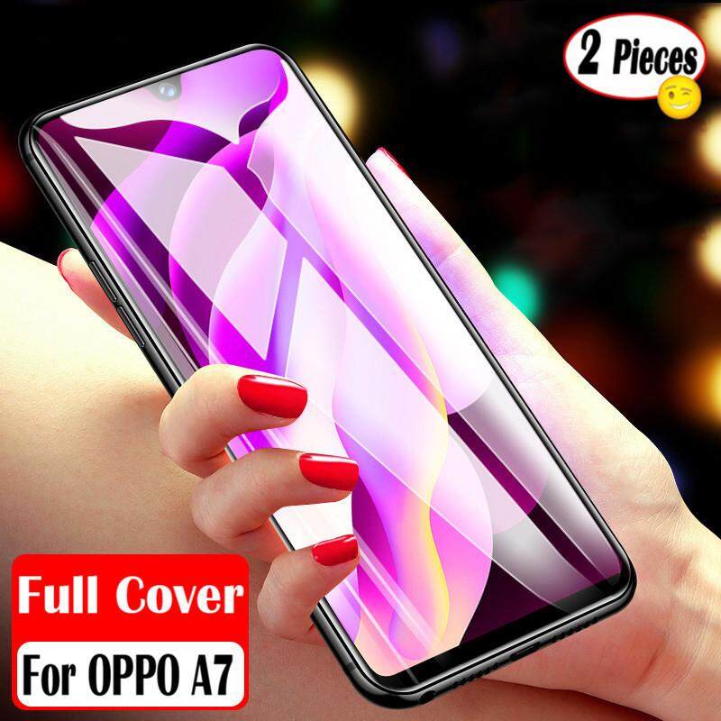 2 Buah untuk OPPO A7 Perlindungan Menyeluruh Jelas Melindungi Kaca Antigores Pelindung Layar Film