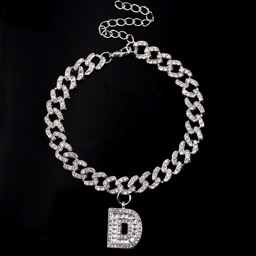 Hip Hop Initial Letters Pendants Cuban Link Chain Letter Anklet For Women Iced Out Baguette A-Z Initials Chunky Anklets Jewelry