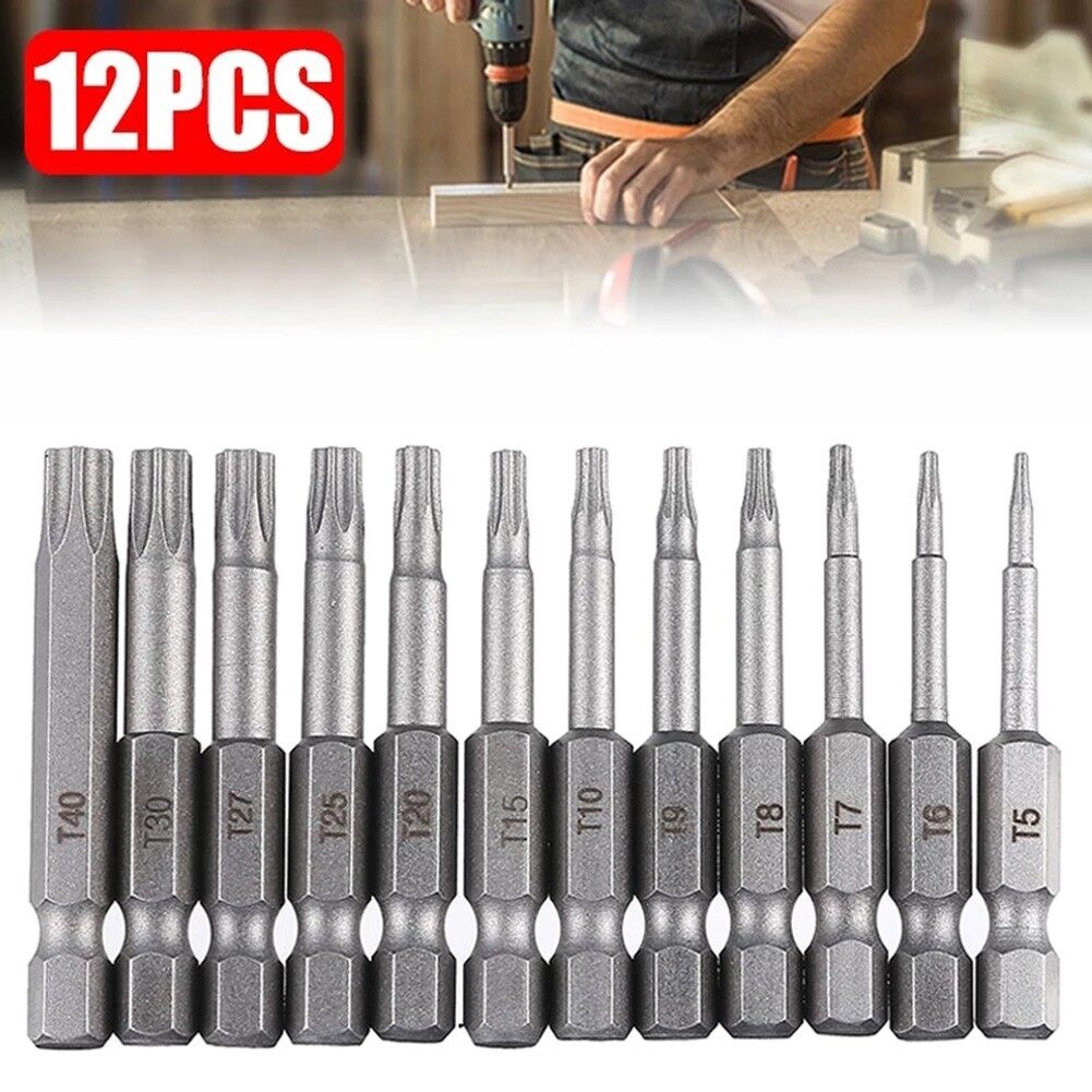 12pcs 50mm Torx Screwdriver Bits Set 1/4\ Electric Screwdriver