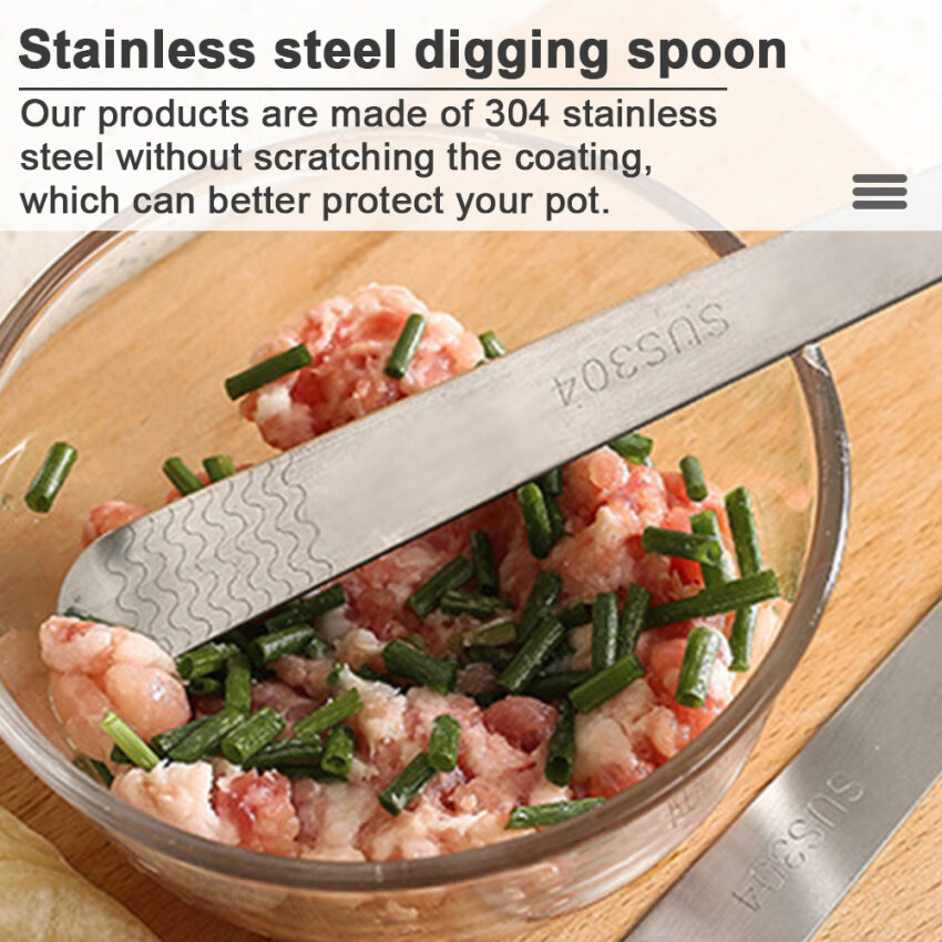 Stainless Steel Digging Spoon, Flat Spoon For Stuffing, Mixing Spoon, Mixing, Dumpling, Pastry Digging Tool