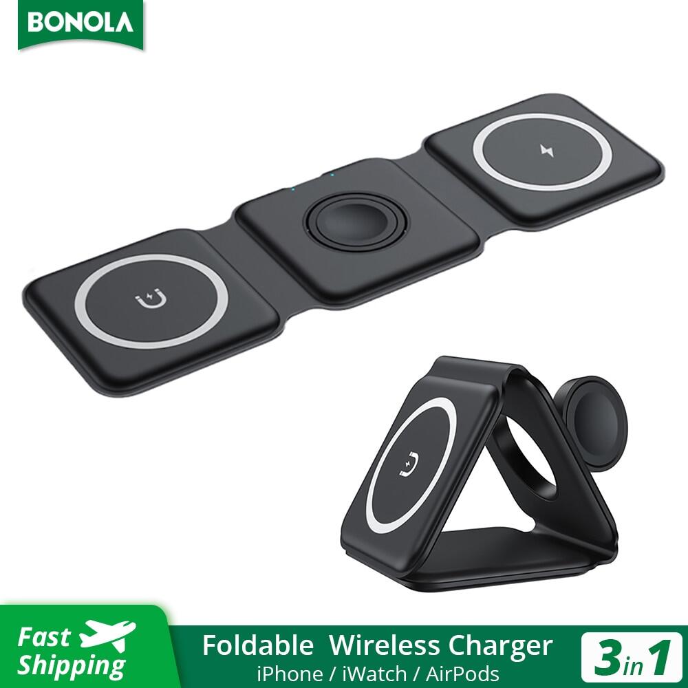 Bonola Bộ Sạc Không Dây Di Động Gấp Gọn 3 Trong 1 Bộ Sạc Không Dây Nam