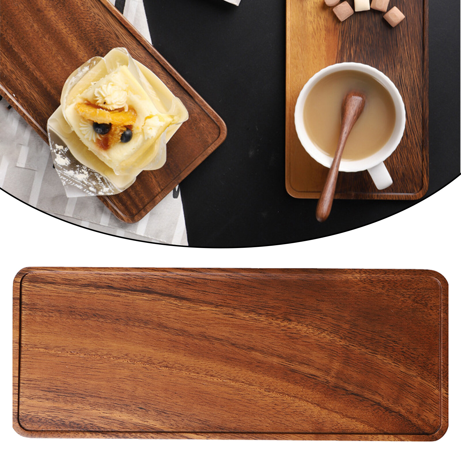 Blesiya Rectangular Wood Tea Tray Wooden Plate Coffee Sushi Snacks Serving Plate