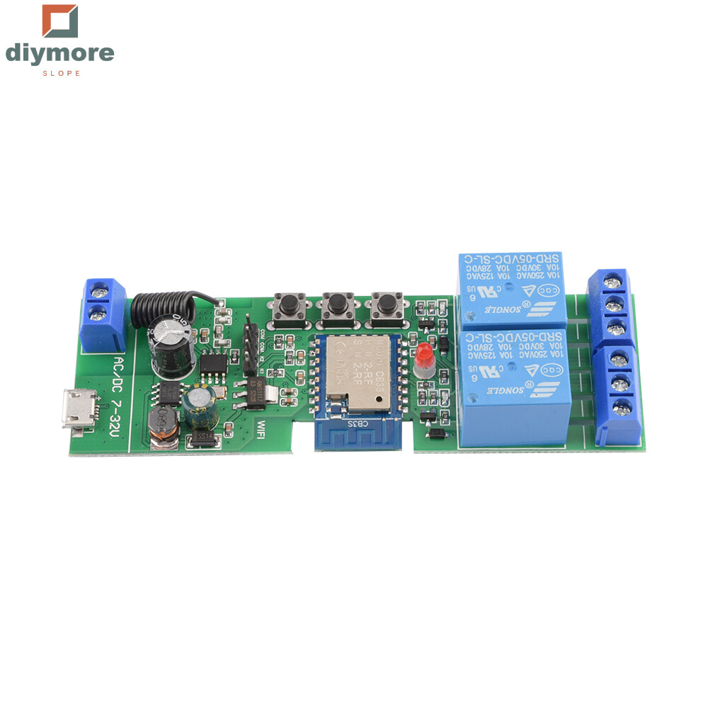Ziqqucu  dốc USB5V/DC7-32V 4 chiều wifi Bộ hỗ trợ điều khiển từ xa mô-đun chuyển đổi hỗ trợ từ xa tuya ứng dụng điều khiển Wifi + 433Mhz điều khiển từ xa RF
