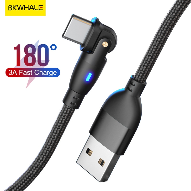 BKWHALE 180 ° Xoay 60W Cáp USB Loại C 3A Sạc nhanh Cáp dữ liệu 1m / 2m