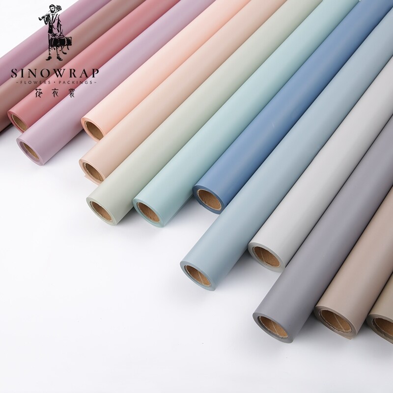 （Green leaf brown forest） 20M Roll solid color plastic waterproof flower wrapping paper