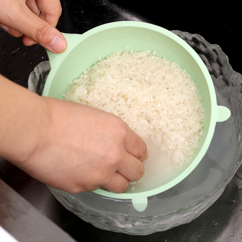 Kitchen Rice Drain Spoon with Handles Rice Sieve Plastic Colander Multifunctional Strainer Basket for Fruits Vegetables Mesh Flour Sieve