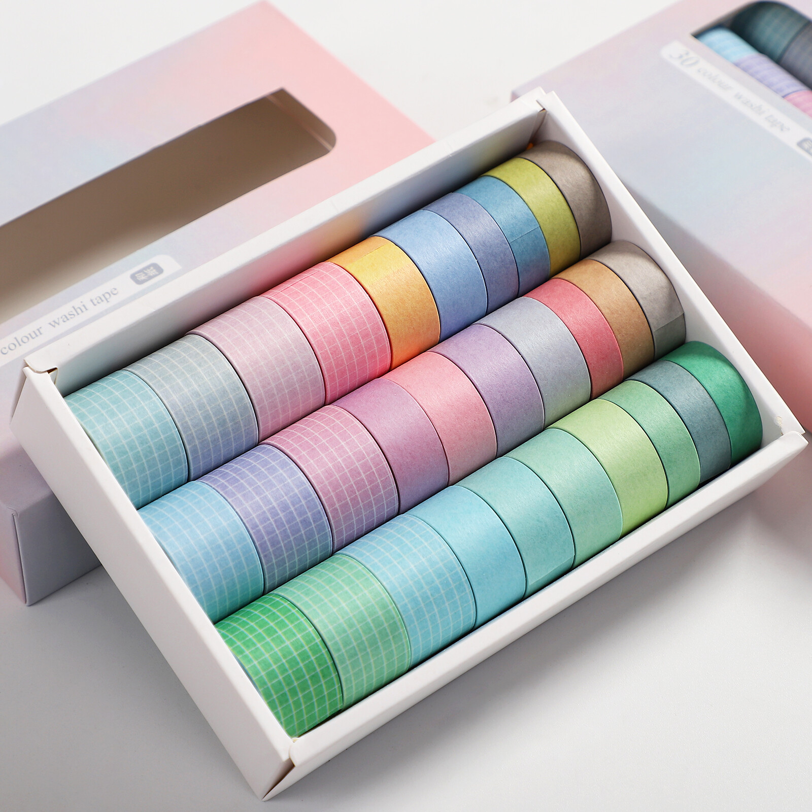 30 Roll/set Plant Geometric Pattern Boxed Tape Creative Washi Paper Tape DIY Decor Scrapbooking Journal Material