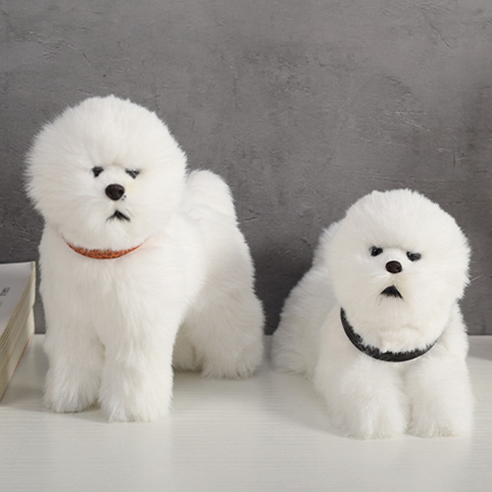 HZY Bichon Frise Puppy Stuffed Cute Simulation Teddy Dog Companion Doll Plush Birthday Gift Decor
