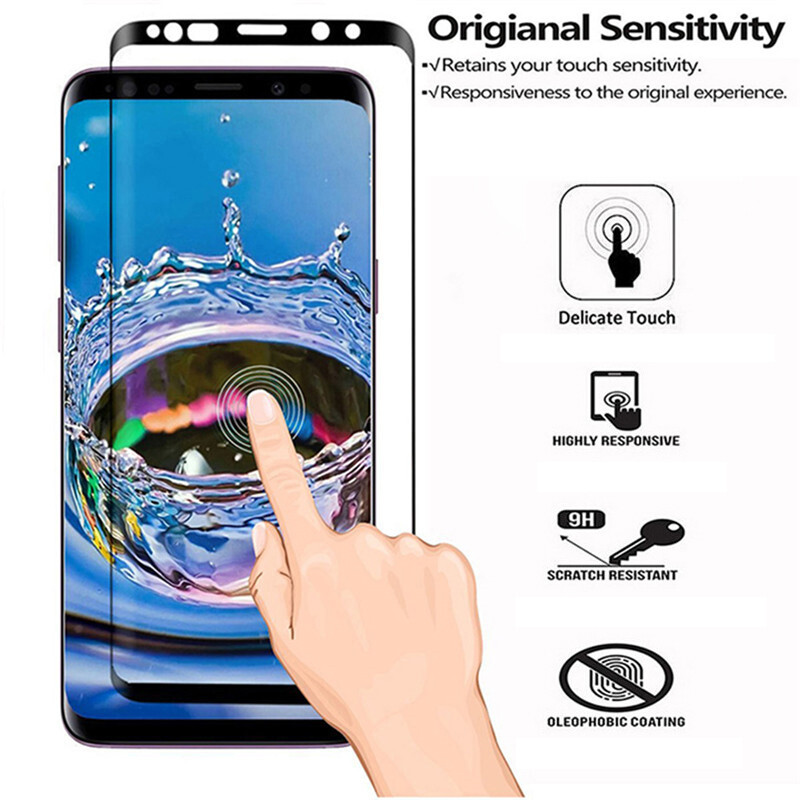 Đối với Samsung Galaxy Note 9 Note 8 S9 Plus S8 Plus Full Surface Tempered Glass Màn hình bảo vệ Phim Đen