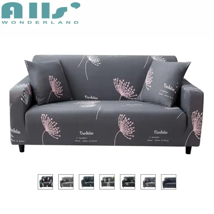 Sofa Cover 1 Seater 2 3 4 Abu Hitam Daun Huruf Point Pola Set Multi Ukuran Warna Sarung