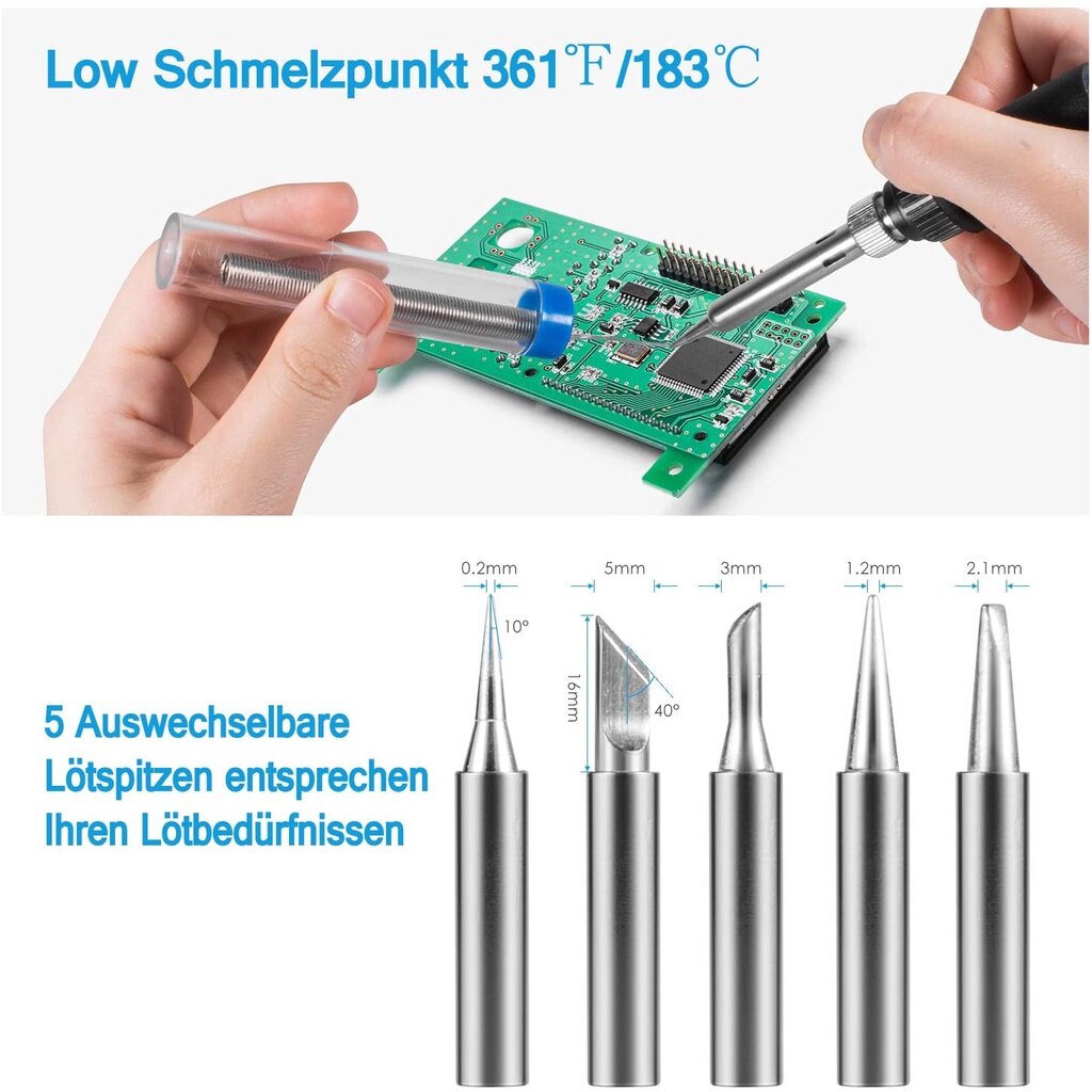 [Quick Delivery]220V Adjustable Temperature Soldering Iron Kit Solder Welding Ceramic Heater Soldering Tips Desoldering Pump Solder wire Soldering iron tips