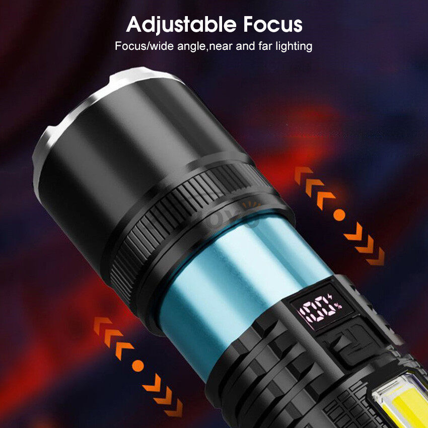 Auoyo Đèn Pin Đèn pin công suất lớn siêu sáng đèn pin dùng điện Kính thiên văn Đèn pin Focus đèn bên Đèn làm việc COB ngoài trời gia đình tiện lợi phiêu lưu cắm trại đèn khẩn cấp