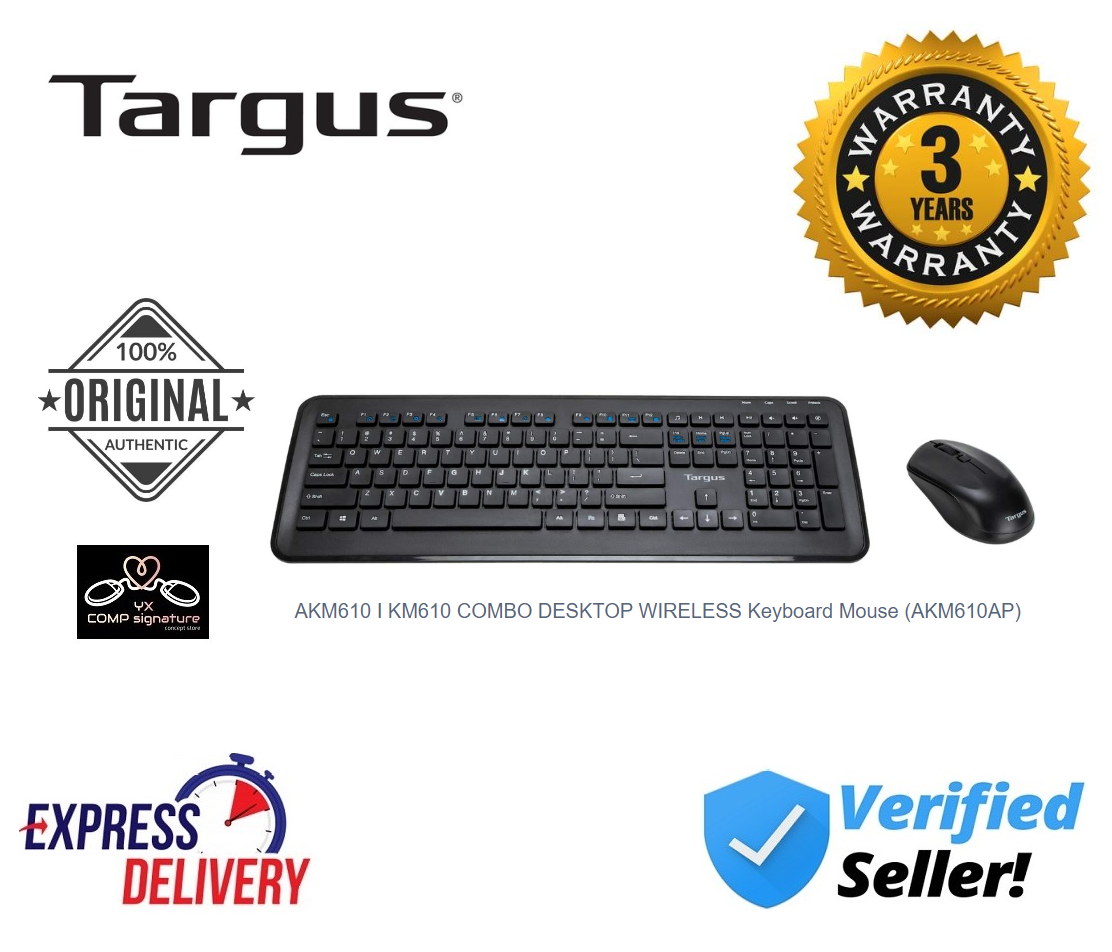 TARGUS KM610 COMBO DESKTOP WIRELESS Keyboard Mouse (AKM610AP) Lazada