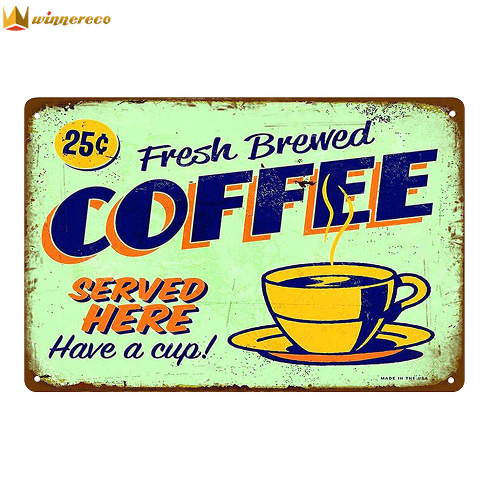 Coffee Corner Drinks Vintage Metal Tin Sign Plaques Iron Painting Retro Metal Wall Art Plate Kitchen Garage Bar Pub Man Cave Signs Poster Decoration
