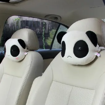 2pcs Cartoon Car Neck Pillow Cute Panda Headrest Neck Support Neck