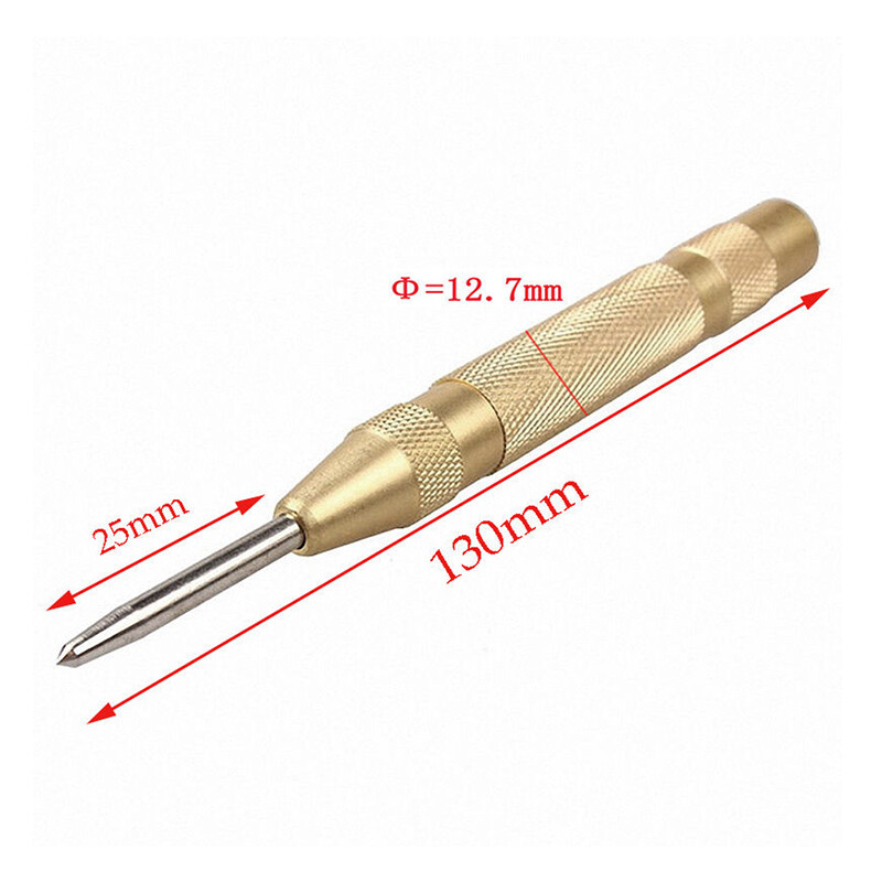 New 5'' Automatic Center Pin Punch Spring Loaded Marking Starting Hole Tool Gold