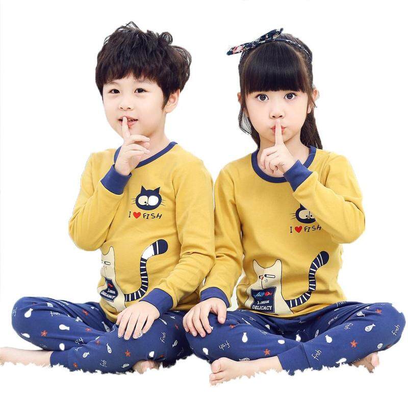 Nơi bán 2 Cái/bộ Trẻ Em Bé Trai Bé Gái Cotton Mềm Mại Mặc Nhà Set Áo Sơ Mi + Quần Độ Tuổi Cho Bé: 8-10Y