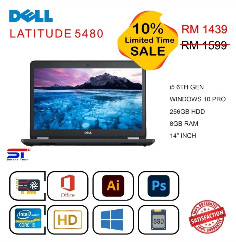 🔥 LAPTOP MURAH 🔥 Dell Latitude 5480 - i5-6th Gen 8GB | 128GB RAM | SSD - 14 inch Malaysia
