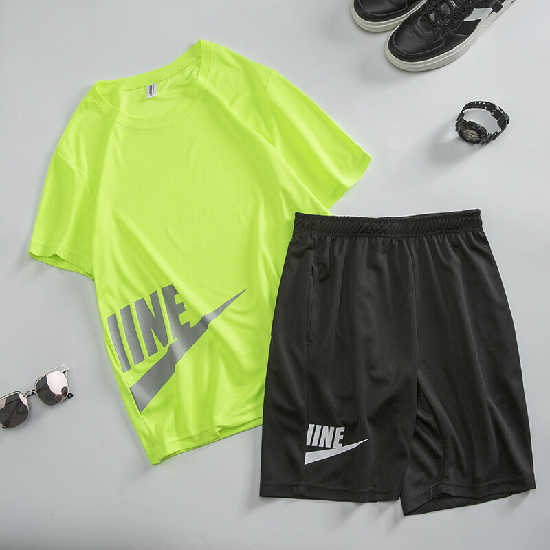 2020 Summer Short-sleeved T-shirt for Men Running Sports Suit Large Size Beach Shorts Casual Two-piece Suit 5XL