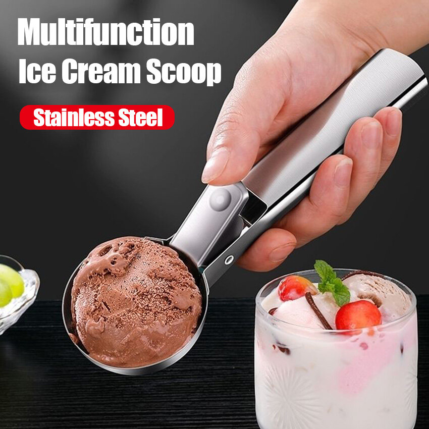 Stainless Steel Ice Cream Scoop Fruit Ice Ball Maker Candy Bar Accessorizes Ice Cream Spoon Kitchen Gadgets