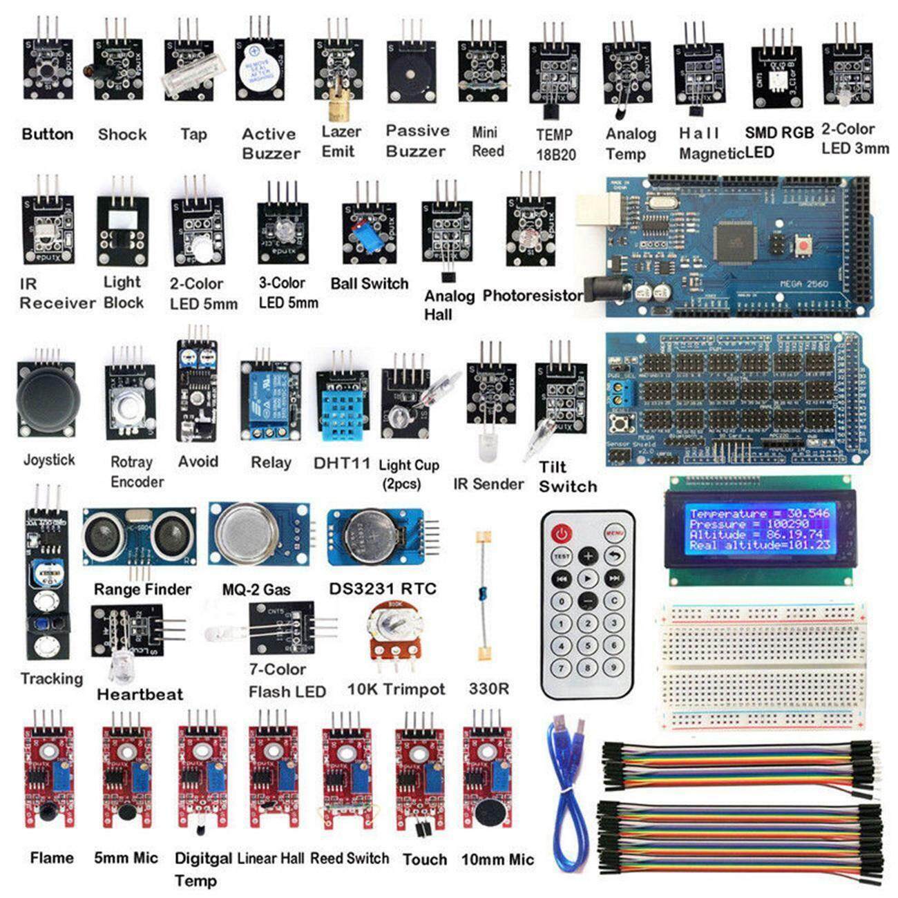 MEGA2560 R3 40 Sensor Modules Starter Kit IIC 20*4 LCD Buzzer Display ...
