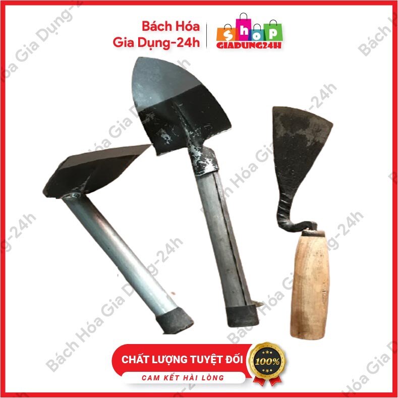 Cuốc xới làm vườn trồng cây cảnh loại đẹp có sẵn cán sắt 20cm-giaidung24h