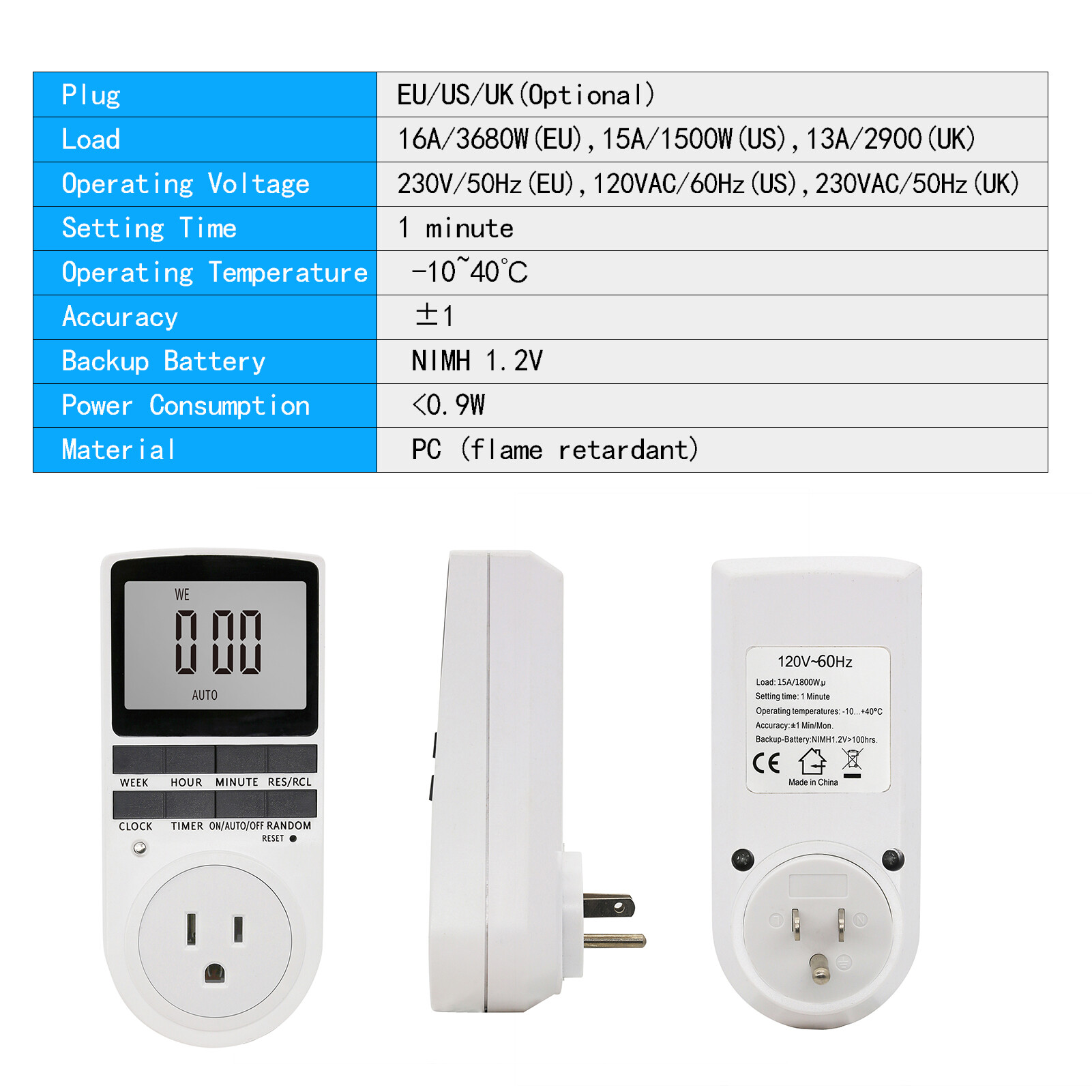 Kkmoon Ổ Cắm Công tắc hẹn giờ kĩ thuật số kỹ thuật số Công tắc hẹn giờ điện tử màn hình LCD Plug-in lập trình Công tắc thời gian tiết kiệm năng lượng thông minh ổ cắm canh giờ điện tử