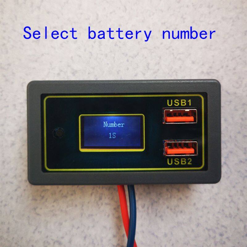 Motorcycle car dual USB digital display voltmeter battery capacity voltmeter tester suitable for DC 12V