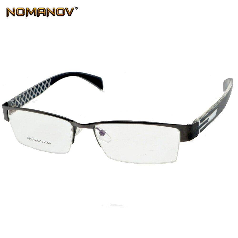 Nomanov = Half-rim Alloy Frame Eyeglasses Men Women Optical Prescription Glasses Frame Advanced Alloy Eyeglass Frame Free Glasses Case