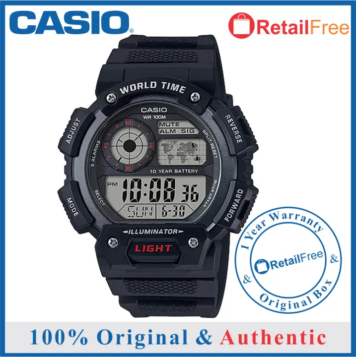 casio world time stainless steel