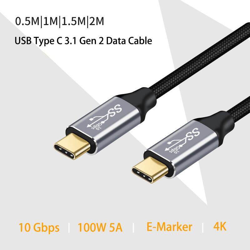 5A Type C Cable USB 3.1 Gen 2 C To C PD 100W Data 10Gbps For Macb-o-o-k Sam-s-ung S10 USB C Fast Charging USB-C Cord