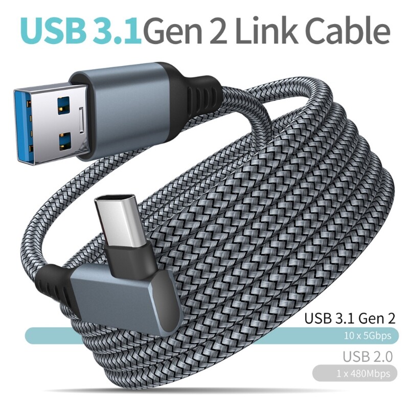 For Oculus Quest 2 Type- C Link USB- C Steam VR Data Cable 5m/16ft Transfer Link Cable Fast Charging
