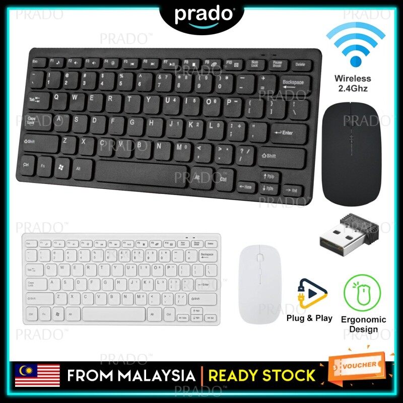 PRADO Malaysia Ultra-Thin Wireless 2.4GHz Mouse Keyboard USB Combo Set Portable For Desktop Laptop PC Malaysia