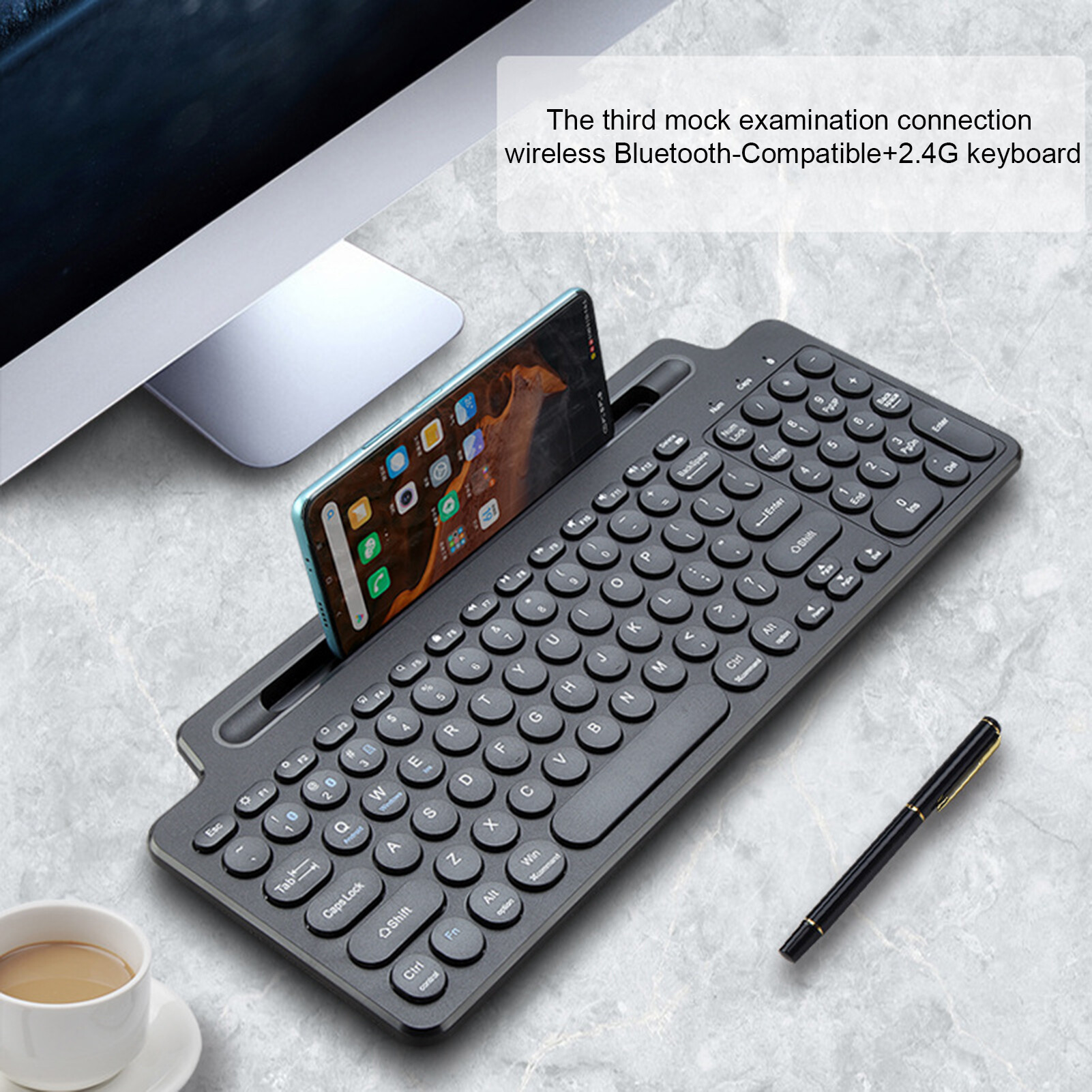Bàn Phím Máy Tính Lưu Trữ Lớn Có Khe Bàn Di Chuột Không Dây Hai Chế Độ Tương Thích Bluetooth/Bàn Phím Văn Phòng Máy Tính Bảng 2.4G Phụ Kiện Máy Tính Bàn Phím Văn Phòng Chống Sốc