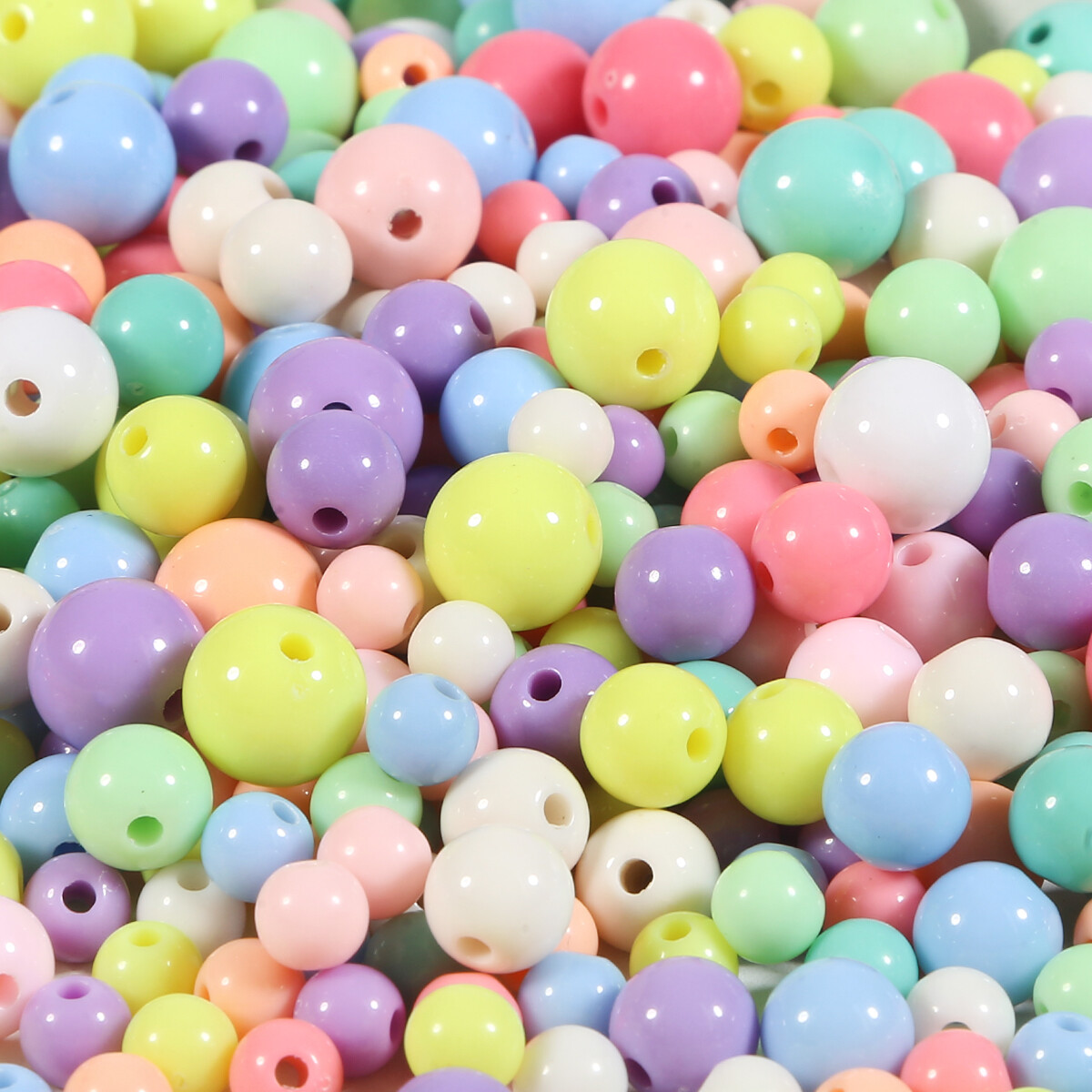 Mixed Color 4/6/8/10/12mm Round Acrylic Beads Spring Color Beads For DIY Jewelry Bracelets & Craft Making