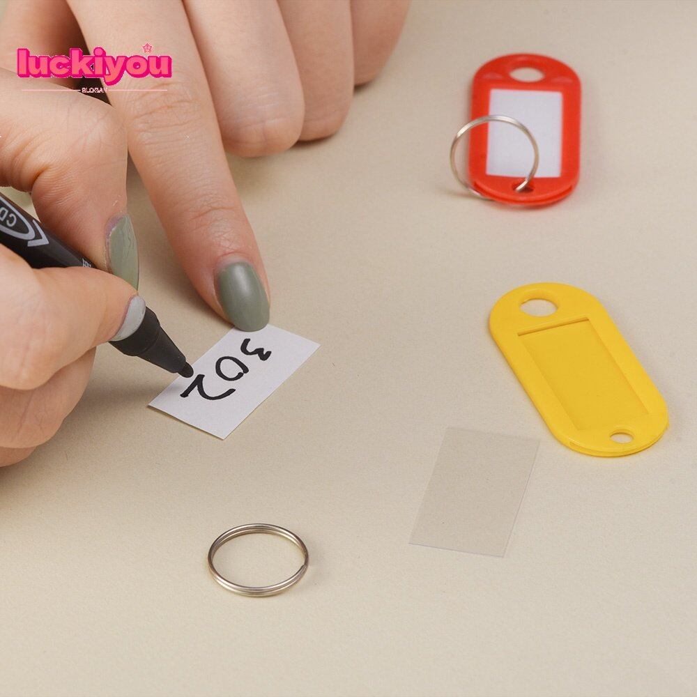 【Luckiyou】10Pcs Universal Multicolor Plastic Keychain ID Labels Luggage Name Token Hotel Number Classification Card Split Ring